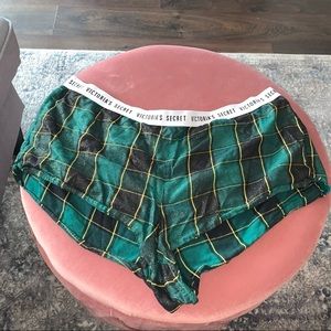 Victorias Secret Green checkered pajama shorts